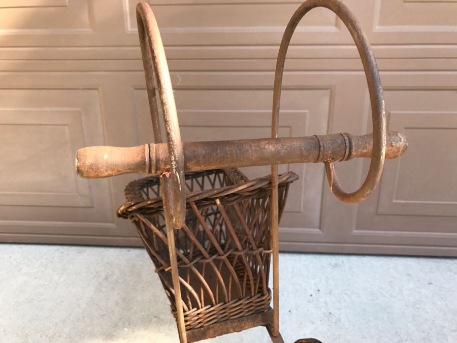 Antique Child's Stroller Made Of Wicker And Metal [Photo 13]