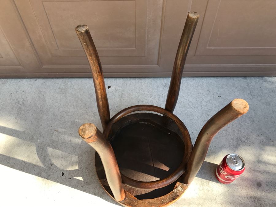 Antique Wooden Stool With Embossed Decorative Seat [Photo 10]