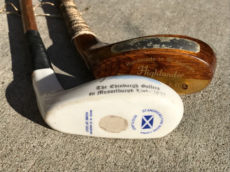 Pair Of Decorative Golf Clubs Abercrombie & Fitch Handmade In St. Andrews  Scotland Highlander