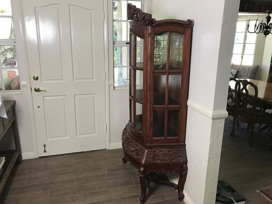 Carved Rosewood Curio Vitrine Cabinet [Photo 20]