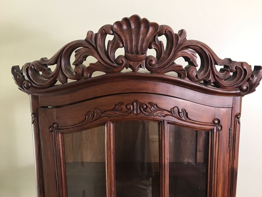 Carved Rosewood Curio Vitrine Cabinet [Photo 2]