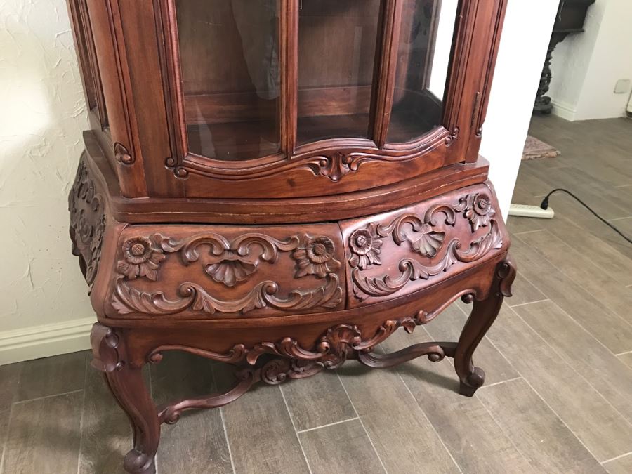 Carved Rosewood Curio Vitrine Cabinet [Photo 4]
