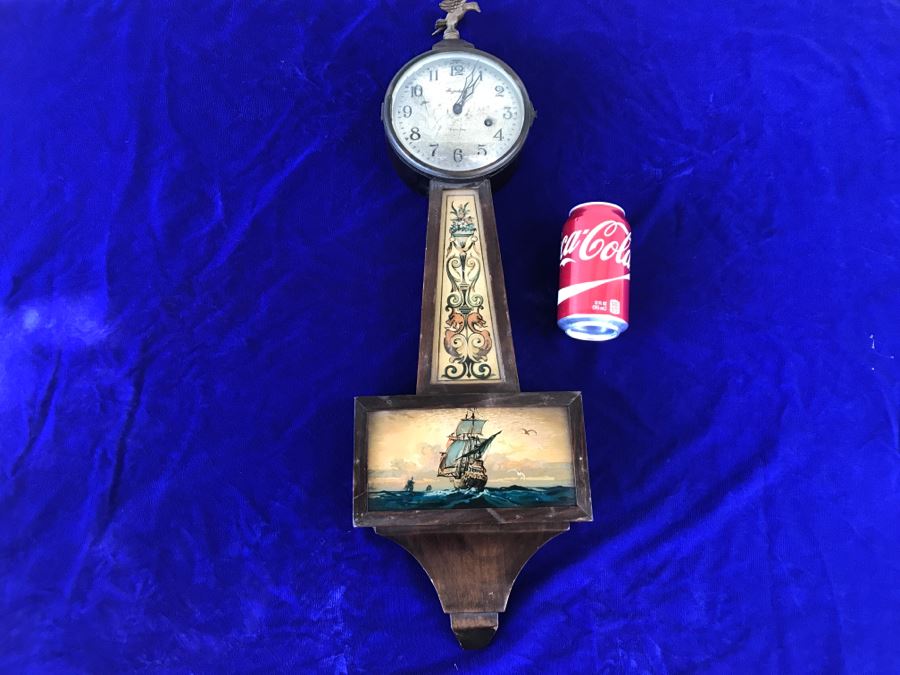 Antique E Ingraham Co 8 Day Banjo Clock [Photo 1]