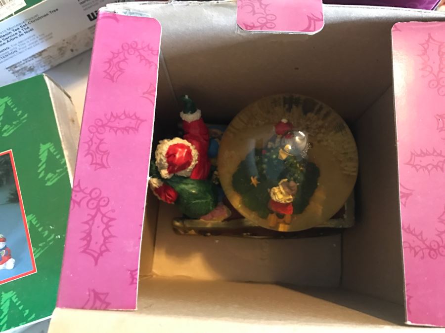 Huge Snow Globe Collection Mainly Holiday Themed Plus Decorations Featured On Table [Photo 24]