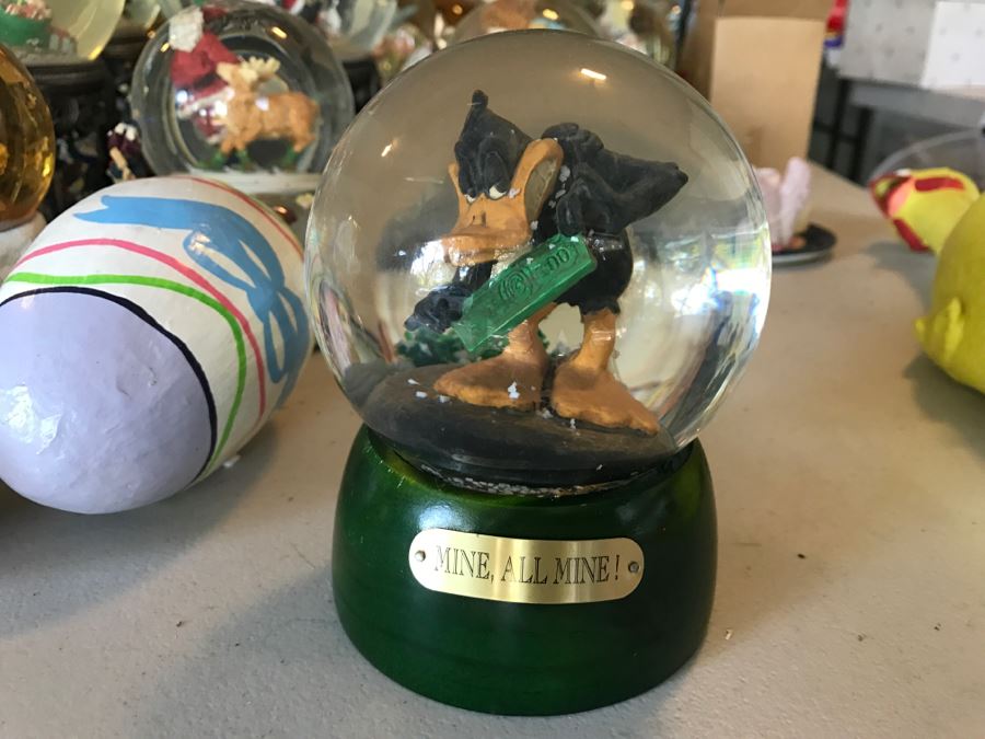 Huge Snow Globe Collection Mainly Holiday Themed Plus Decorations Featured On Table [Photo 2]