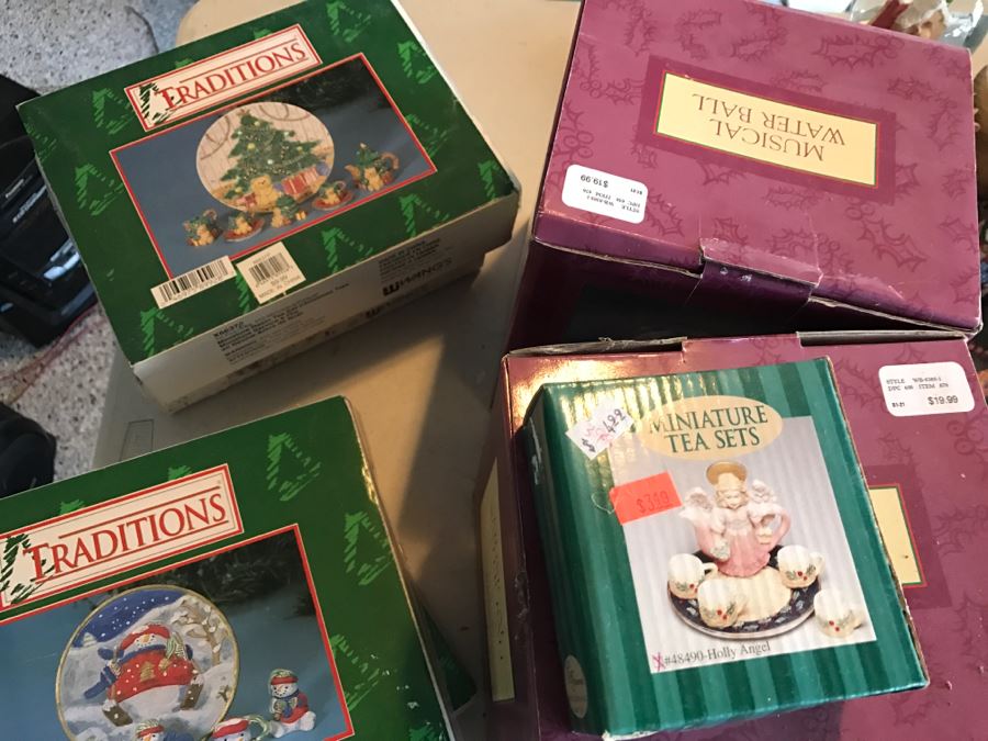 Huge Snow Globe Collection Mainly Holiday Themed Plus Decorations Featured On Table [Photo 23]