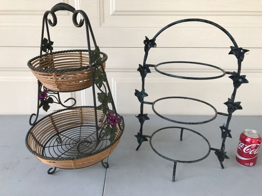 Pair Of Metal Kitchen Tiered Stands