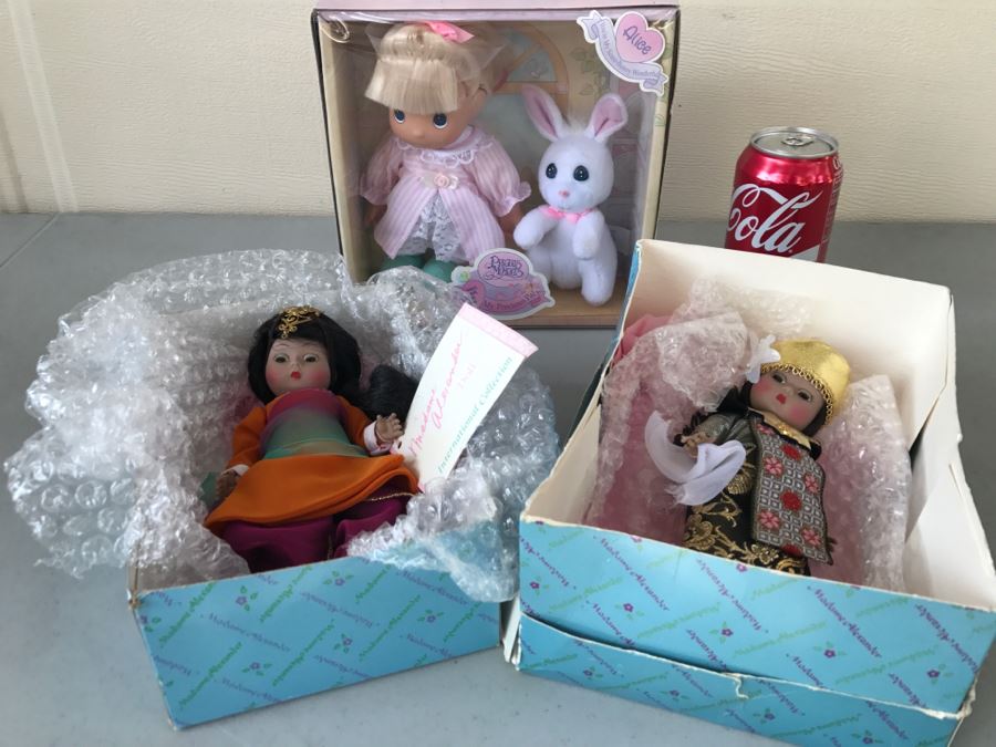 Set Of 2 Madame Alexander Dolls In Boxes Plus New In Box Precious Moments Doll 'My Precious Pal'
