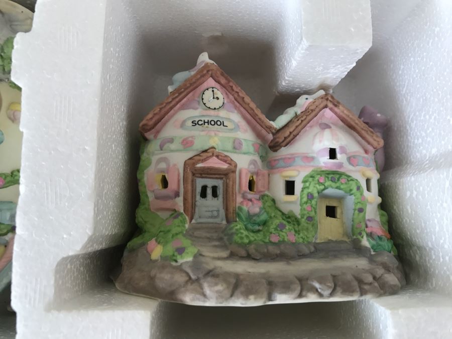 Porcelain Easter Village Set Plus Precious Moments Doll [Photo 3]