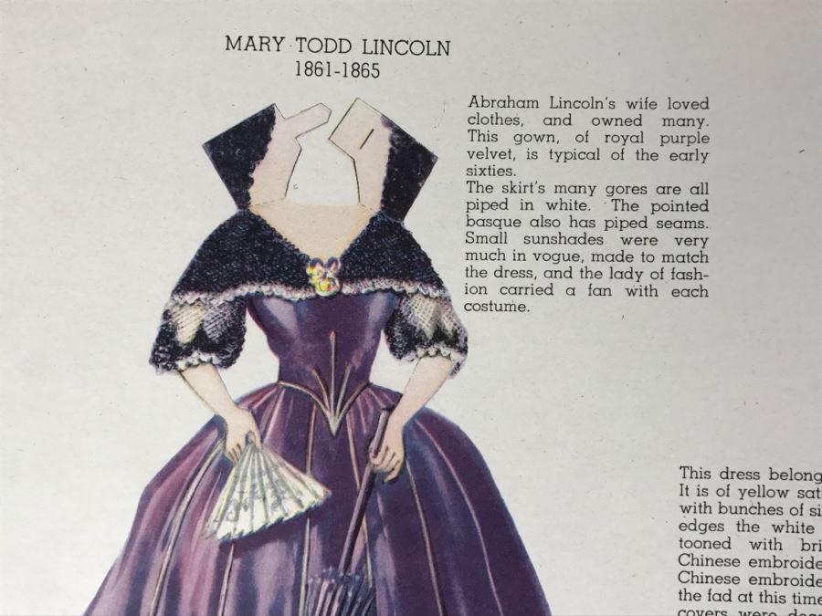 Vintage 1937 Paper Dolls Dresses Worn By The First Ladies Of The White House No. 2164 By Maybelle Mercer Saalfield Pub Co (2 Paper Dolls On Back Missing) [Photo 16]