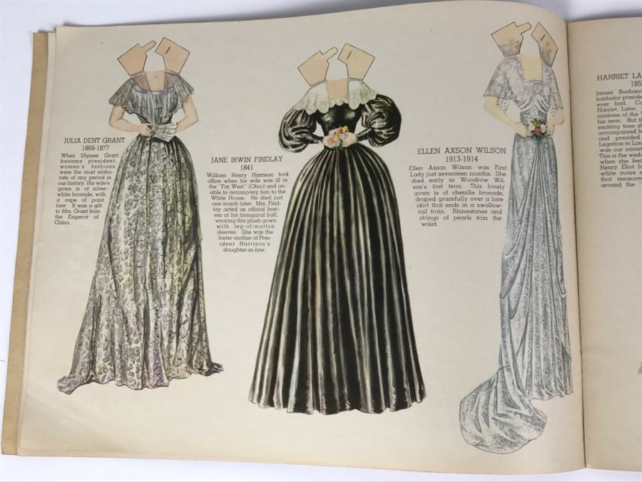 Vintage 1937 Paper Dolls Dresses Worn By The First Ladies Of The White House No 2164 By