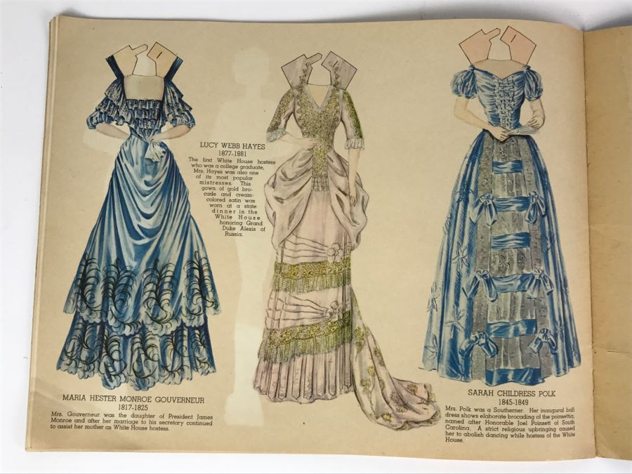 Vintage 1937 Paper Dolls Dresses Worn By The First Ladies Of The White House No. 2164 By Maybelle Mercer Saalfield Pub Co (2 Paper Dolls On Back Missing) [Photo 18]