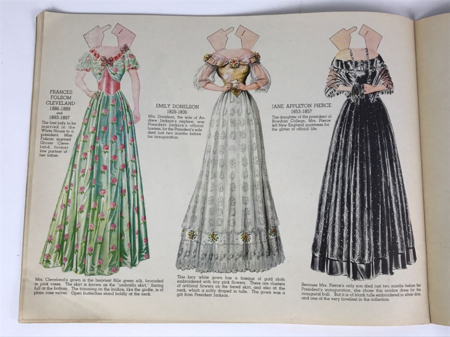Vintage 1937 Paper Dolls Dresses Worn By The First Ladies Of The White House No. 2164 By Maybelle Mercer Saalfield Pub Co (2 Paper Dolls On Back Missing) [Photo 17]