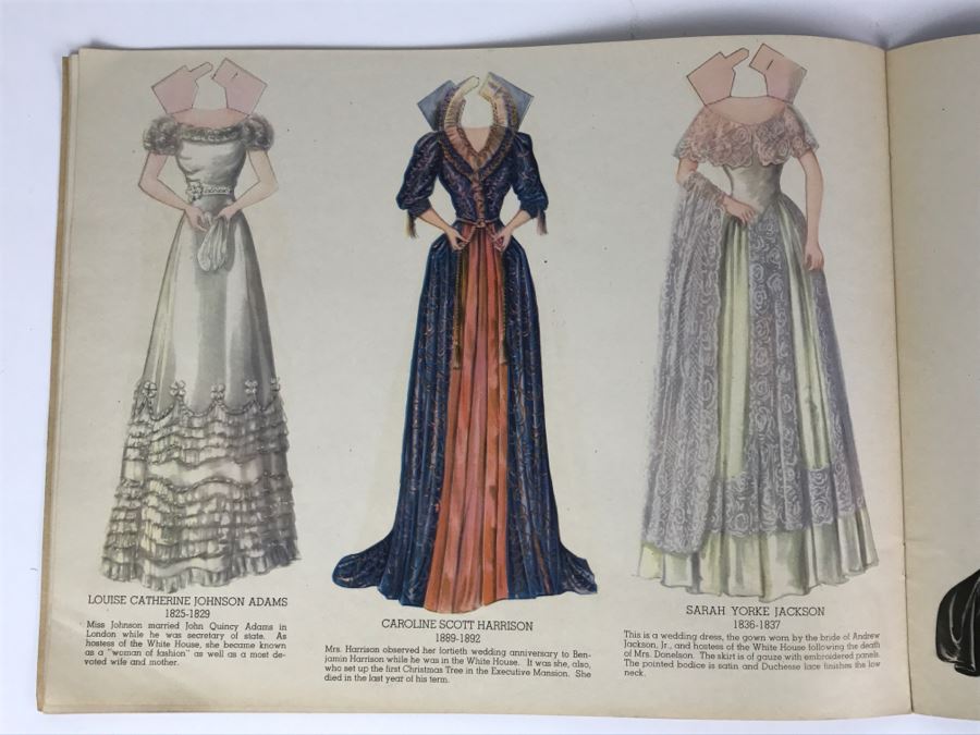 Vintage 1937 Paper Dolls Dresses Worn By The First Ladies Of The White House No. 2164 By Maybelle Mercer Saalfield Pub Co (2 Paper Dolls On Back Missing) [Photo 13]
