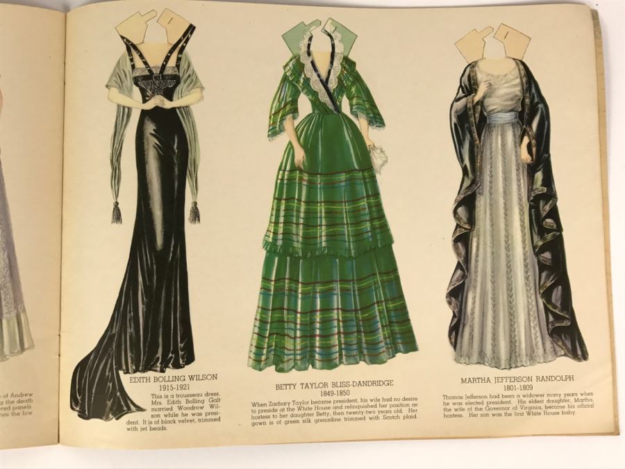 Vintage 1937 Paper Dolls Dresses Worn By The First Ladies Of The White House No. 2164 By Maybelle Mercer Saalfield Pub Co (2 Paper Dolls On Back Missing) [Photo 14]