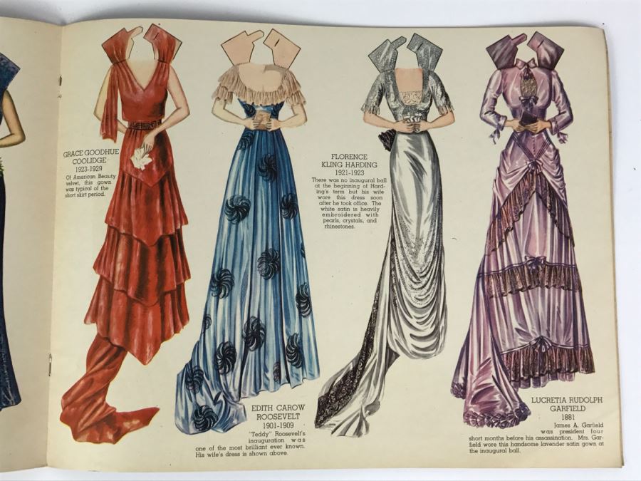 Vintage 1937 Paper Dolls Dresses Worn By The First Ladies Of The White House No. 2164 By Maybelle Mercer Saalfield Pub Co (2 Paper Dolls On Back Missing) [Photo 12]