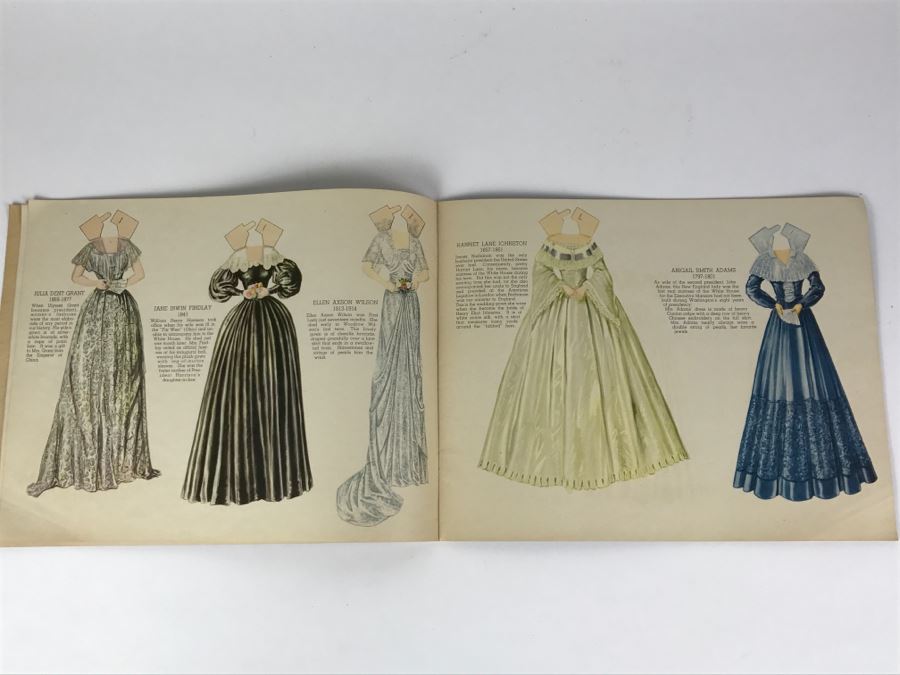 Vintage 1937 Paper Dolls Dresses Worn By The First Ladies Of The White House No. 2164 By Maybelle Mercer Saalfield Pub Co (2 Paper Dolls On Back Missing) [Photo 8]