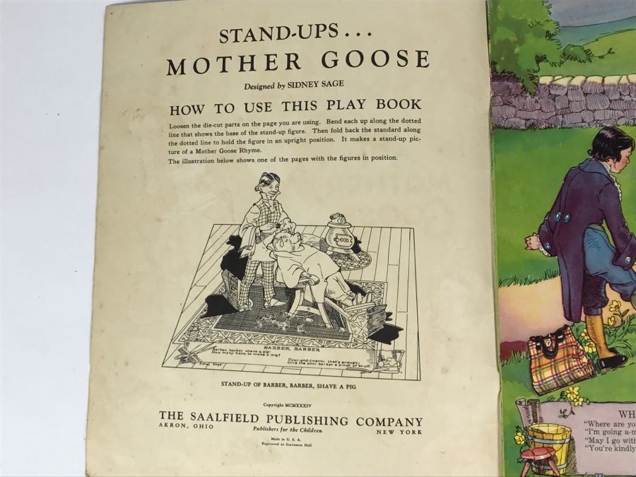 Vintage 1934 Stand-ups Of Mother Goose Sidney Sage No. 2099 Saalfield Publishing Co Paper Dolls [Photo 6]
