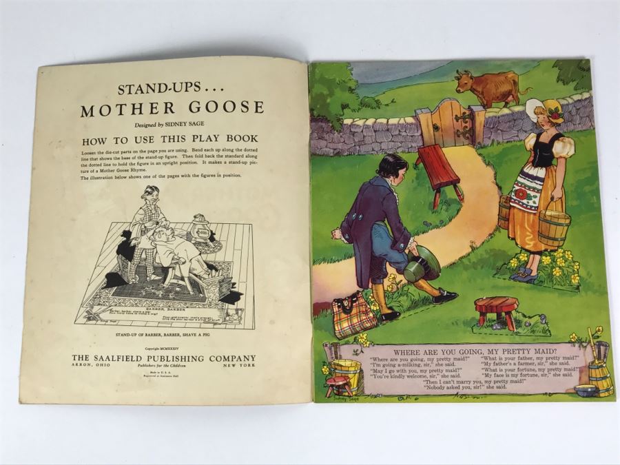 Vintage 1934 Stand-ups Of Mother Goose Sidney Sage No. 2099 Saalfield Publishing Co Paper Dolls [Photo 5]