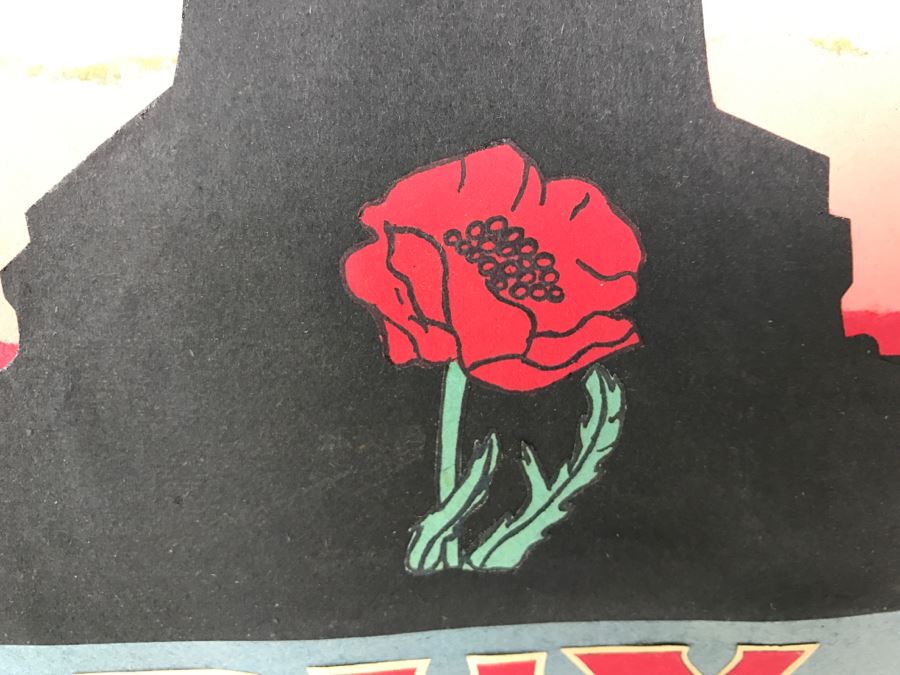 Set Of (3) Vintage Hand Crafted Buy American Legion Poppies Posters [Photo 4]