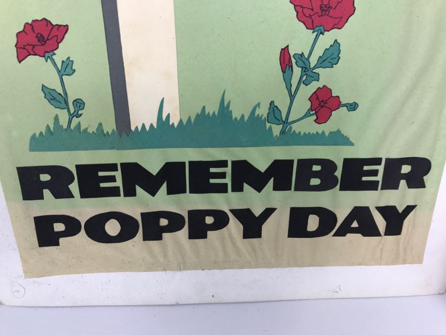 Set Of (3) Vintage Hand Crafted Buy American Legion Poppies Posters [Photo 11]