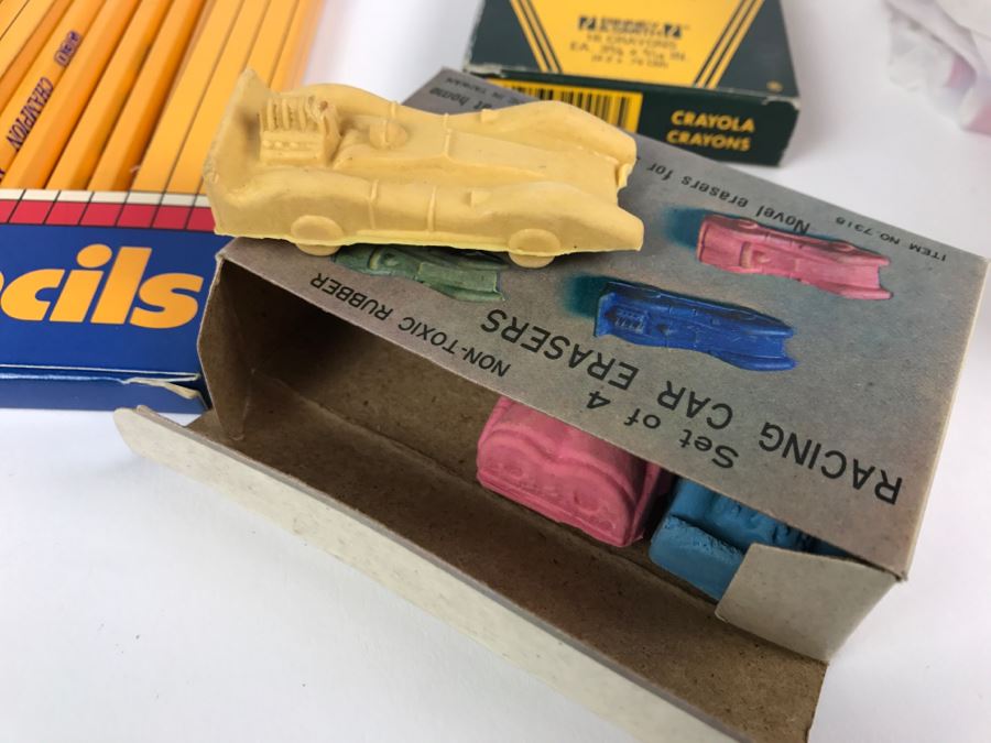 Vintage School Supplies: Giant Erasers, Pencils, Racing Car Erasers, Japanese Pencils, Shrinky Dinks Permanent [Photo 4]