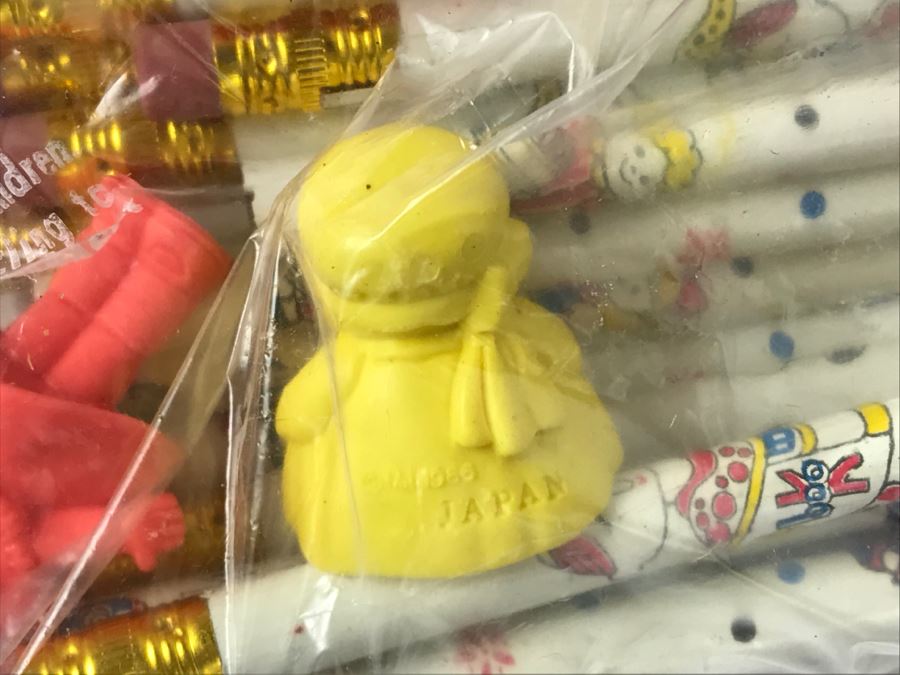 Vintage School Supplies: Giant Erasers, Pencils, Racing Car Erasers, Japanese Pencils, Shrinky Dinks Permanent [Photo 10]