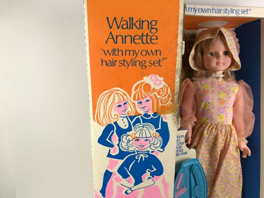 Pair Of Tall Walking Annette Dolls With Original Boxes Incomplete EG Doll