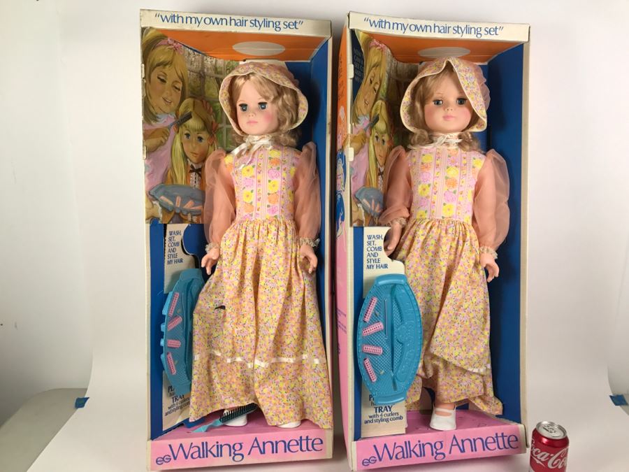 Pair Of Tall Walking Annette Dolls With Original Boxes Incomplete EG Doll [Photo 1]