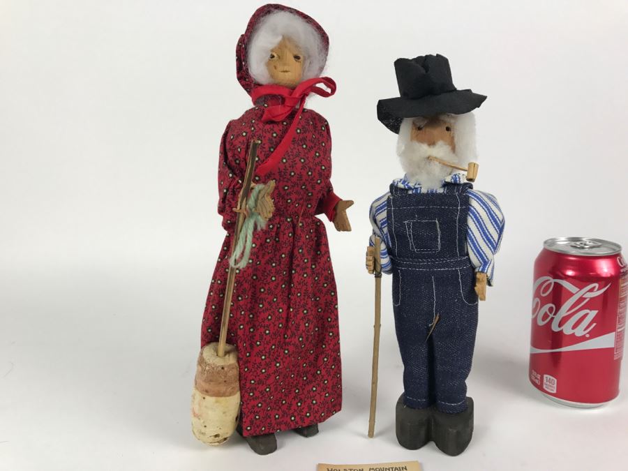Pair of Holston Mountain Arts And Crafts Co-Operative Dolls Virginia Wooden Dolls By Lala Farmer [Photo 2]
