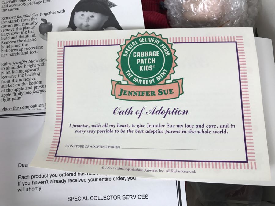Jennifer Sue Cabbage Patch Kids 1995 Danbury Mint New in Box [Photo 7]