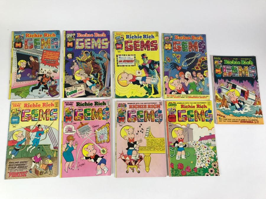 (9) Richie Rich Gems #1, 2, 3, 4, 5, 6, 7, 9, 12 Comic Books