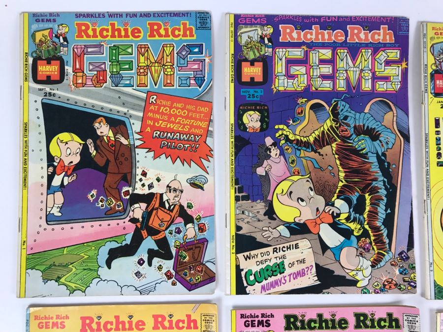 (9) Richie Rich Gems #1, 2, 3, 4, 5, 6, 7, 9, 12 Comic Books [Photo 2]