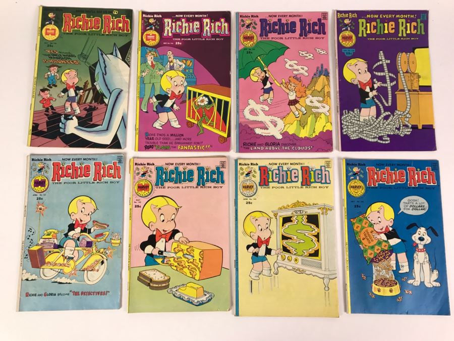 (8) Richie Rich #133, 134, 135, 138, 141, 142, 143, 144 Comic Books [Photo 1]