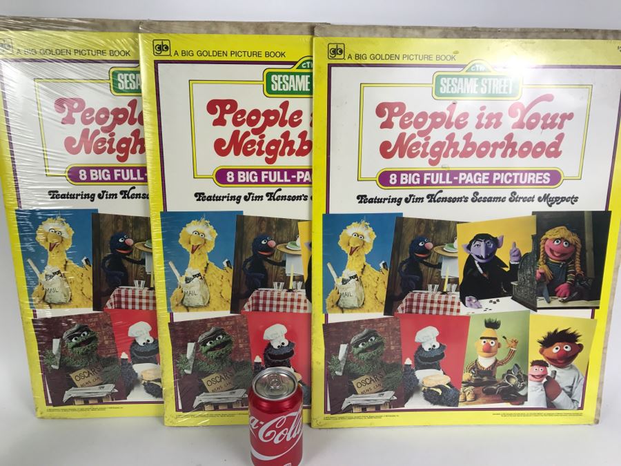 Set Of 3 New Big Golden Picture Books Sesame Street People In Your Neighborhood Featuring Jim Henson's Muppets