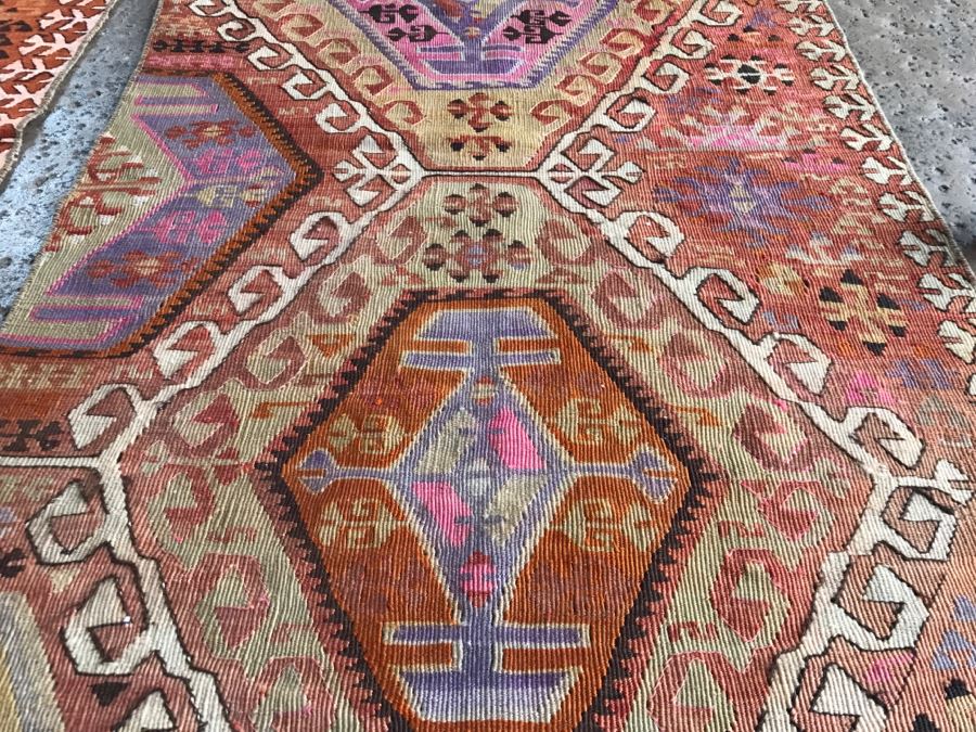Pair Of Vintage Turkish Kilim Wool Rugs 2'7' X 4' And 2'7' X 3'10' [Photo 4]