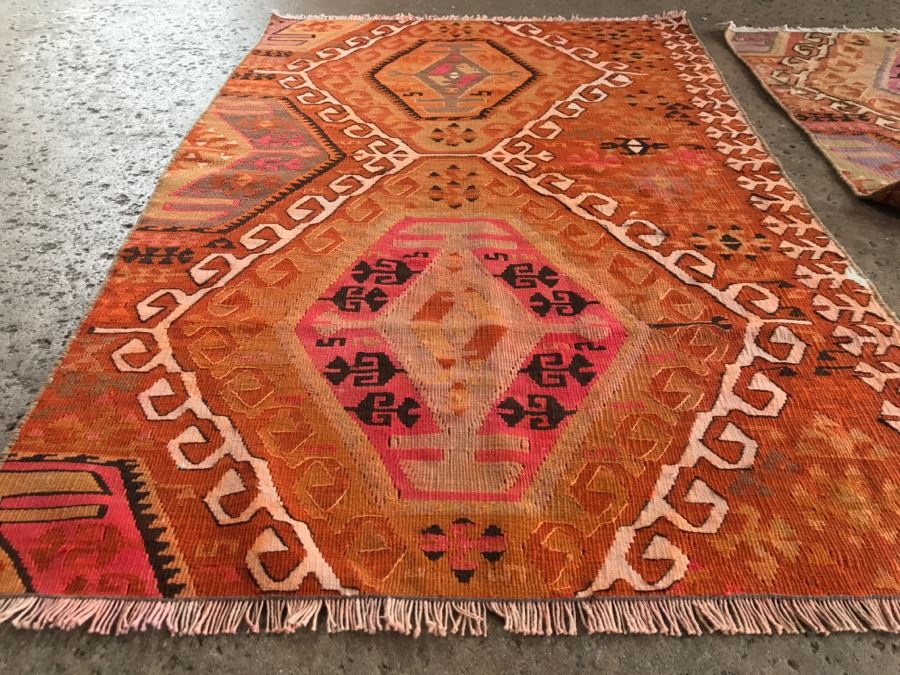 Pair Of Vintage Turkish Kilim Wool Rugs 2'7' X 4' And 2'7' X 3'10' [Photo 16]