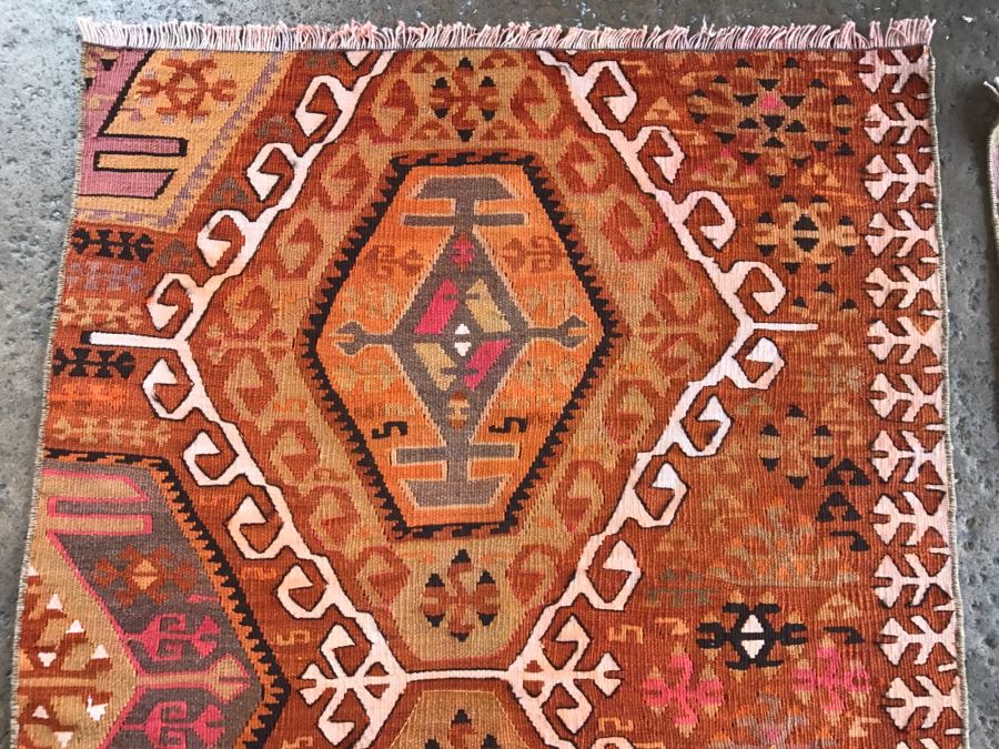 Pair Of Vintage Turkish Kilim Wool Rugs 2'7' X 4' And 2'7' X 3'10' [Photo 12]