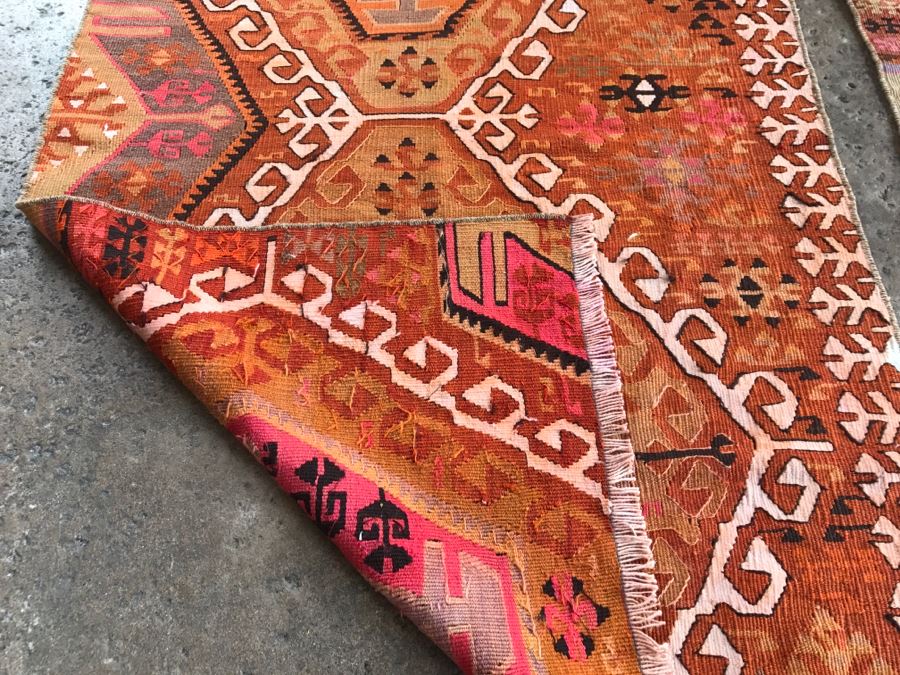 Pair Of Vintage Turkish Kilim Wool Rugs 2'7' X 4' And 2'7' X 3'10' [Photo 18]