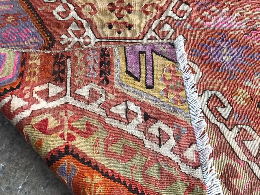 Pair Of Vintage Turkish Kilim Wool Rugs 2'7' X 4' And 2'7' X 3'10' [Photo 9]
