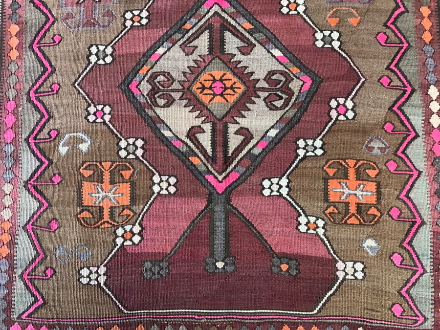 Stunning Vintage Turkish Kilim Wool Rug 5' X 13' - Great Designer Rug [Photo 5]