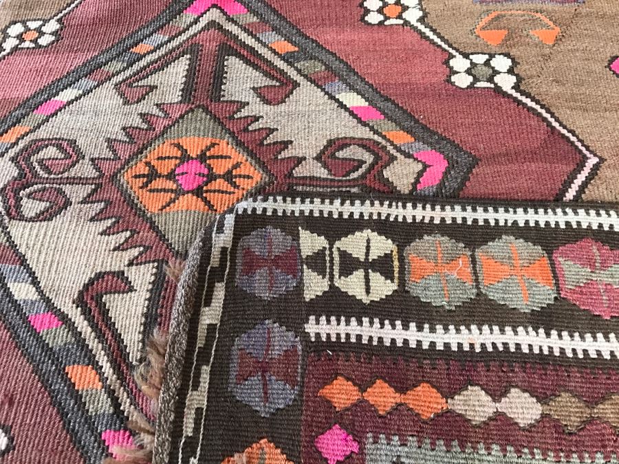 Stunning Vintage Turkish Kilim Wool Rug 5' X 13' - Great Designer Rug [Photo 14]