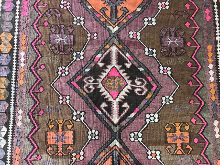Stunning Vintage Turkish Kilim Wool Rug 5' X 13' - Great Designer Rug [Photo 10]