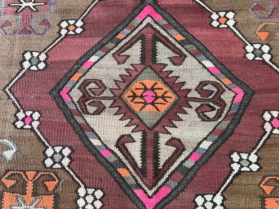 Stunning Vintage Turkish Kilim Wool Rug 5' X 13' - Great Designer Rug [Photo 6]