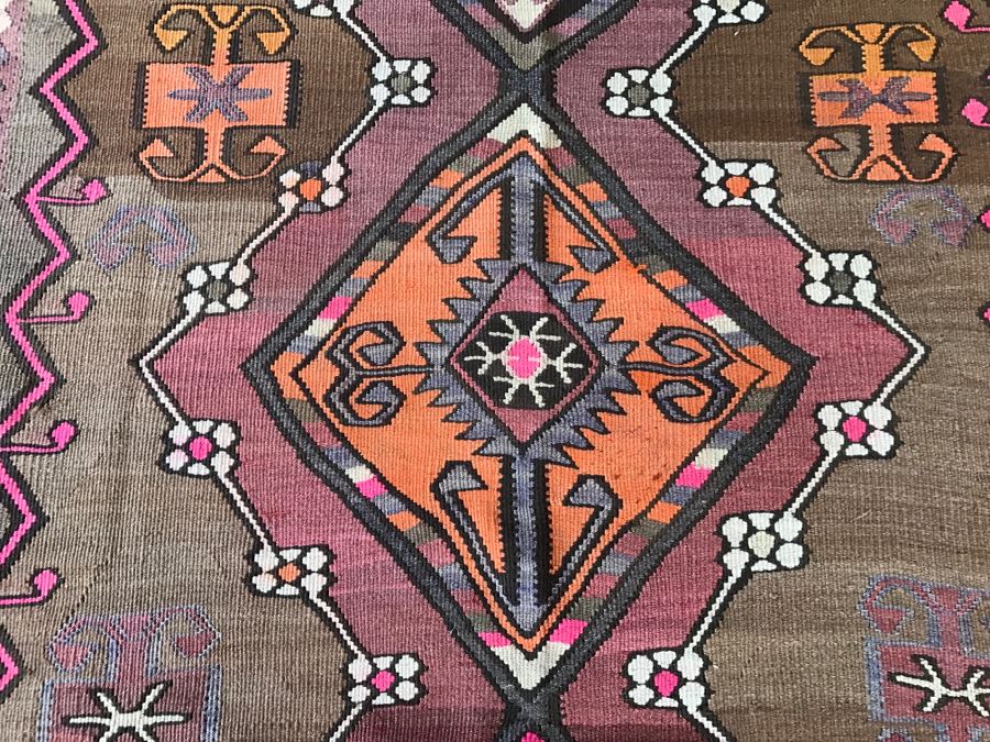 Stunning Vintage Turkish Kilim Wool Rug 5' X 13' - Great Designer Rug [Photo 7]