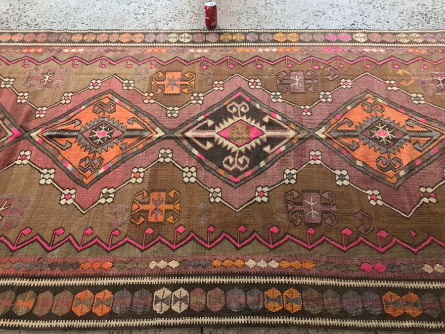 Stunning Vintage Turkish Kilim Wool Rug 5' X 13' - Great Designer Rug [Photo 13]