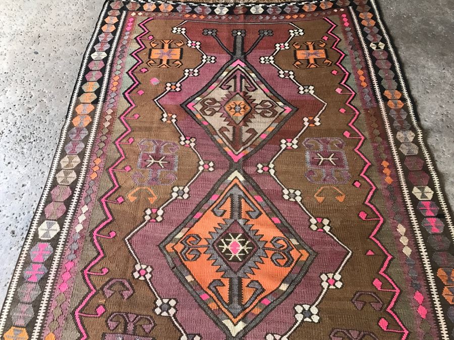 Stunning Vintage Turkish Kilim Wool Rug 5' X 13' - Great Designer Rug [Photo 12]