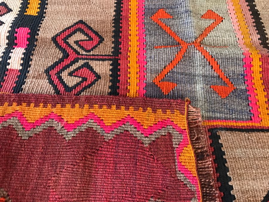 Vintage Turkish Kilim Rug 3'8' X 4'2' [Photo 13]