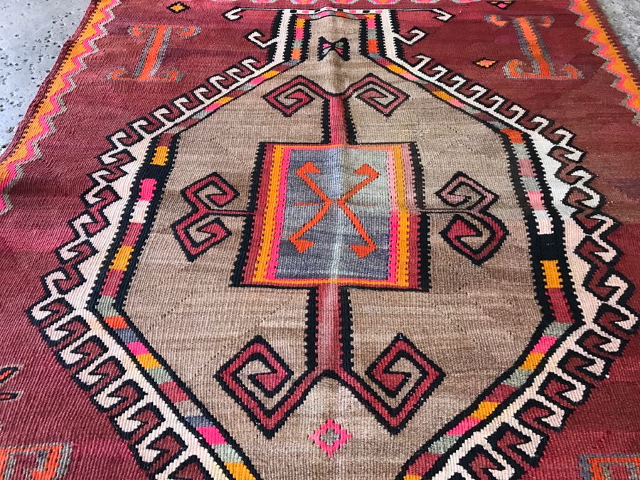 Vintage Turkish Kilim Rug 3'8' X 4'2' [Photo 7]