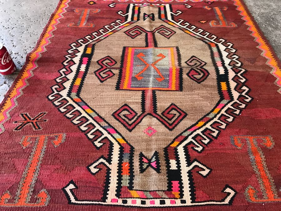 Vintage Turkish Kilim Rug 3'8' X 4'2' [Photo 4]